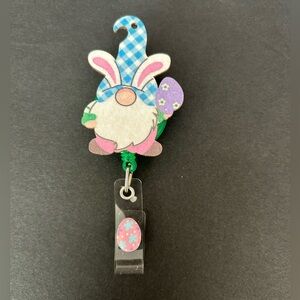 Retractable Reel Badge Holder Pediatric Nurse ER Nursing Easter Bunny Egg Gnome
